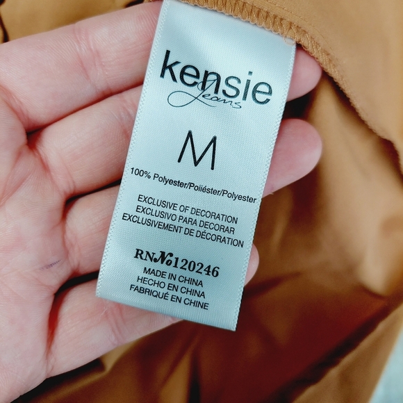 Kensie Jeans Women's Mustard Ruffles Round Neck Long Sleeve Blouse P4810 - Picture 7 of 8